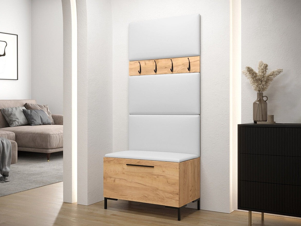 Conjunto para corredor Tivsoa 102, 196x84x46cm, Craft carvalho, Couro Ecológico, Placa de aglomerado laminado, Colocado, Montado nas parede - 2