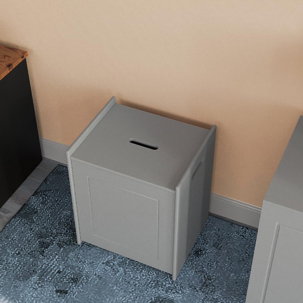 Cesto Portabiancheria A 3 Scomparti Pieghevole - Grigio Chiaro, In Tessuto E Metallo, Salvaspazio