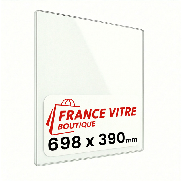 698 x 390 x 4 mm - Vitre de cheminée pour insert et poêle à bois - verre de rechange - France Vitre - jusqu'à 800°C - 390x698 mm