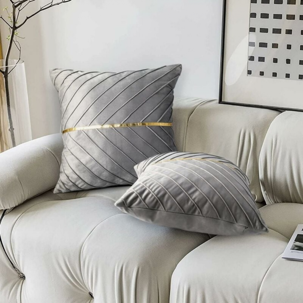 Lot de 2 coussins décoratifs en velours gris pour canapé, maison, bureau, voiture, jardin, 45 x 45 cm - 3