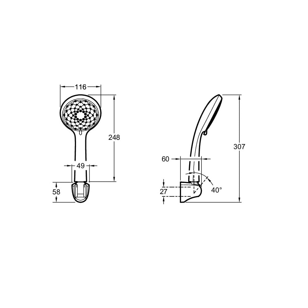 Douchette 3 jets JACOB DELAFON Awaken organic avec support - 6