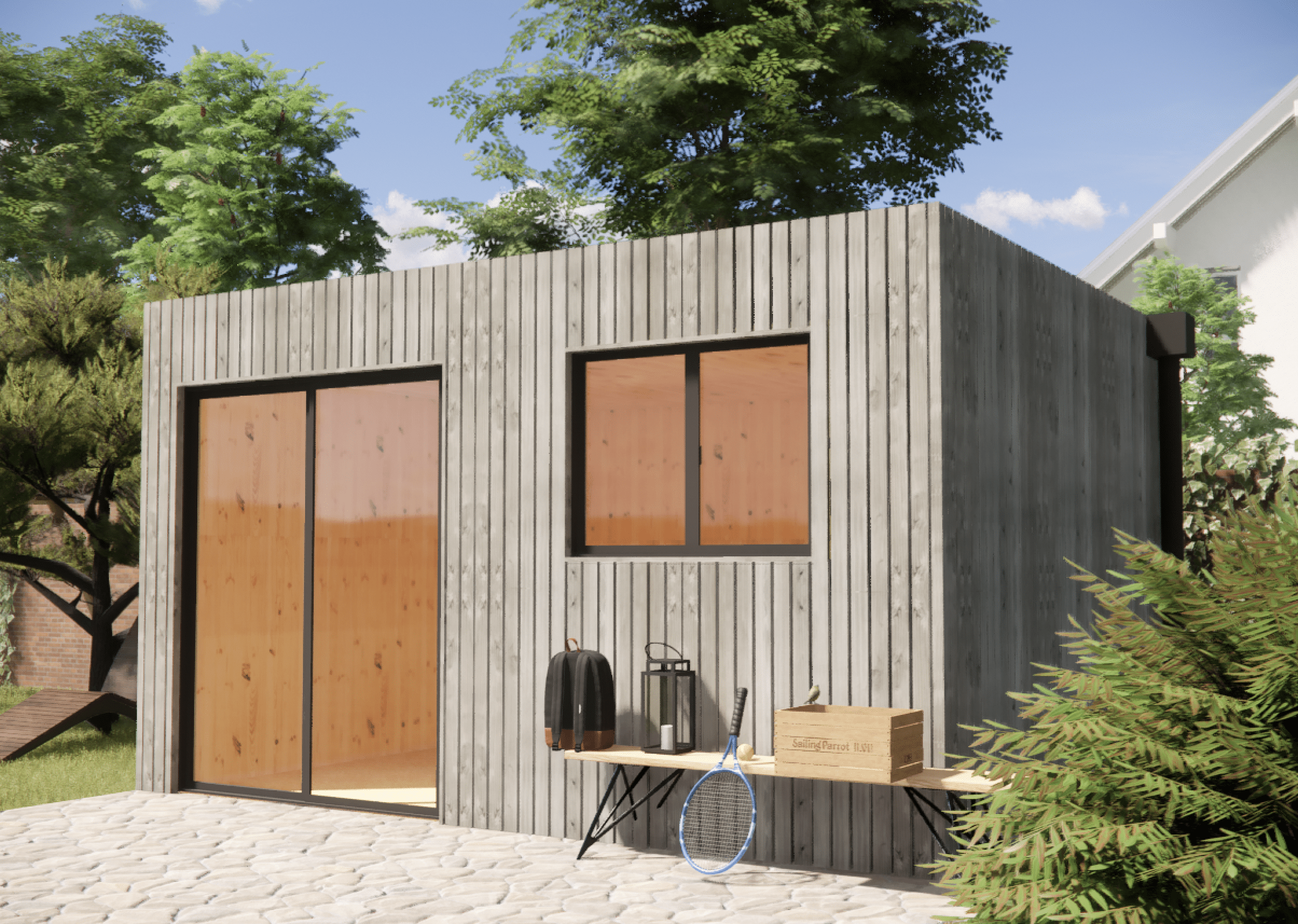 Studio de jardin ossature bois en bois 4,4 x 3,5 x 2,7 m / menuiseries alu k-line - 6