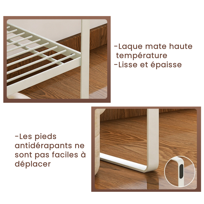 Étagère de cuisine compacte à deux niveaux, en acier carbone, noire, solide et durable, idéale pour un rangement efficace, 32x21x36,8 cm. - 4
