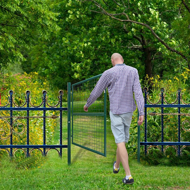 Portillon de jardin 150 x 100 cm avec serrure maille métallique - Vert - 2