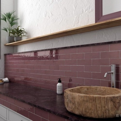 Carrelage Effet Zellige Bordeaux LA RIVIERA 6,5x20 Juneberry - Les Carreaux de Jean