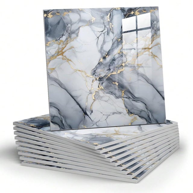 Conjunto de 20 painéis de parede autocolantes com efeito mármore para casa de banho, autocolantes em PVC com aspeto de azulejo (03, 30 x 30cm)