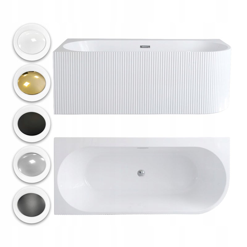 Wanna Wolnostojąca Przyścienna Prążkowana 180 X 80cm Corciano Pula Lewa