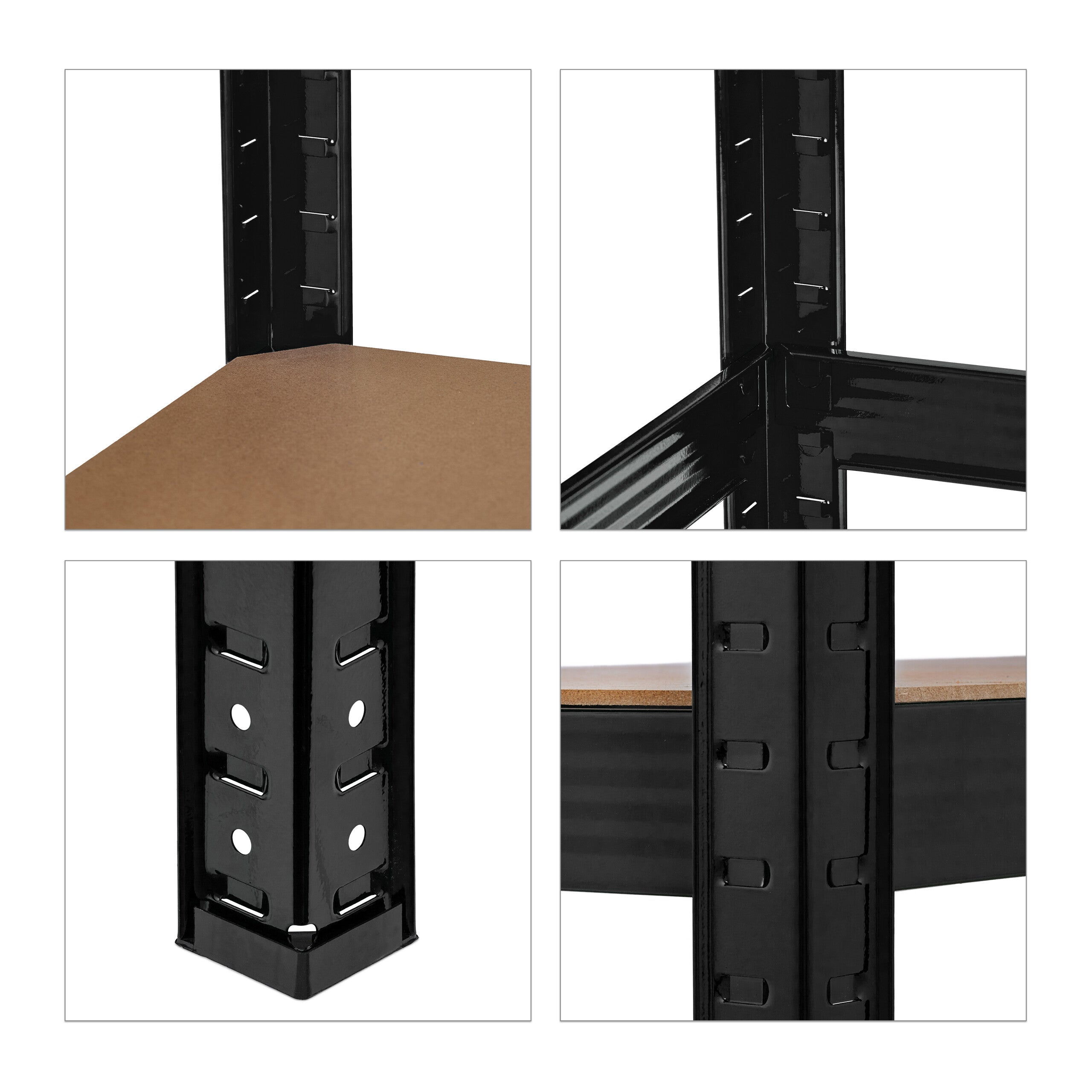 Étagère à charge lourde, HxLxP : 180x60x45 cm, jusqu'à 500 kg, 5 niveaux, cave, garage, stockage, acier, noir, Relaxdays - 8