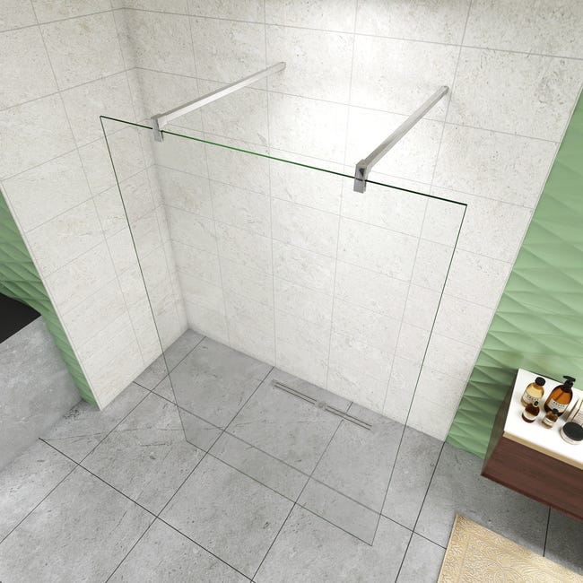 Parete Doccia Fissa In Vetro Temperato 8mm Trasparente - 90x200 Cm Con Barra Stabilizzatrice - Foto 11