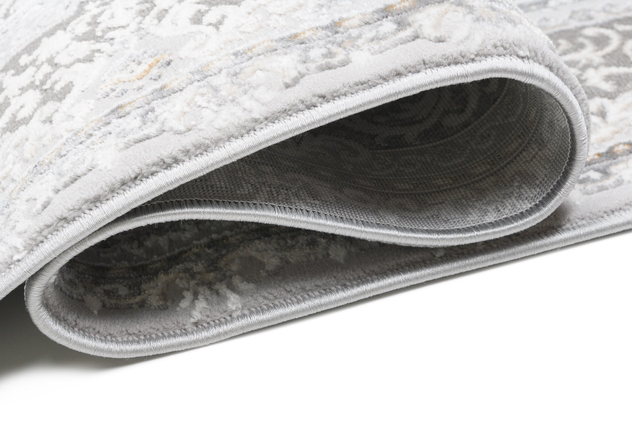 TAPISO Hera Tapis Salon Chambre Brillant Gris Crème Beige Vintage Médaillon Floral Ornamental Bordé Moucheté Effet 3D OEKO-TEX 80 x 150 cm - 3