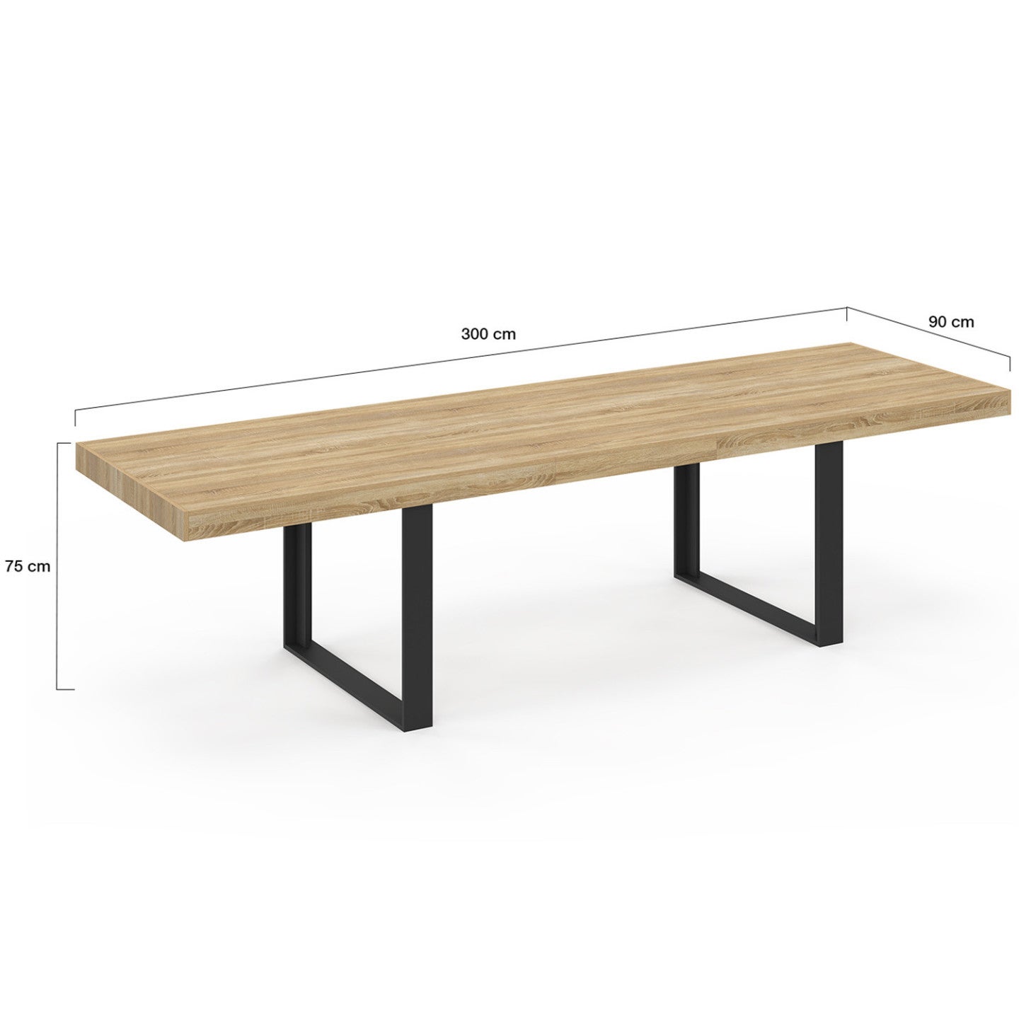 Table à manger rectangle PHOENIX 12 personnes bois et noir 300 cm - 4
