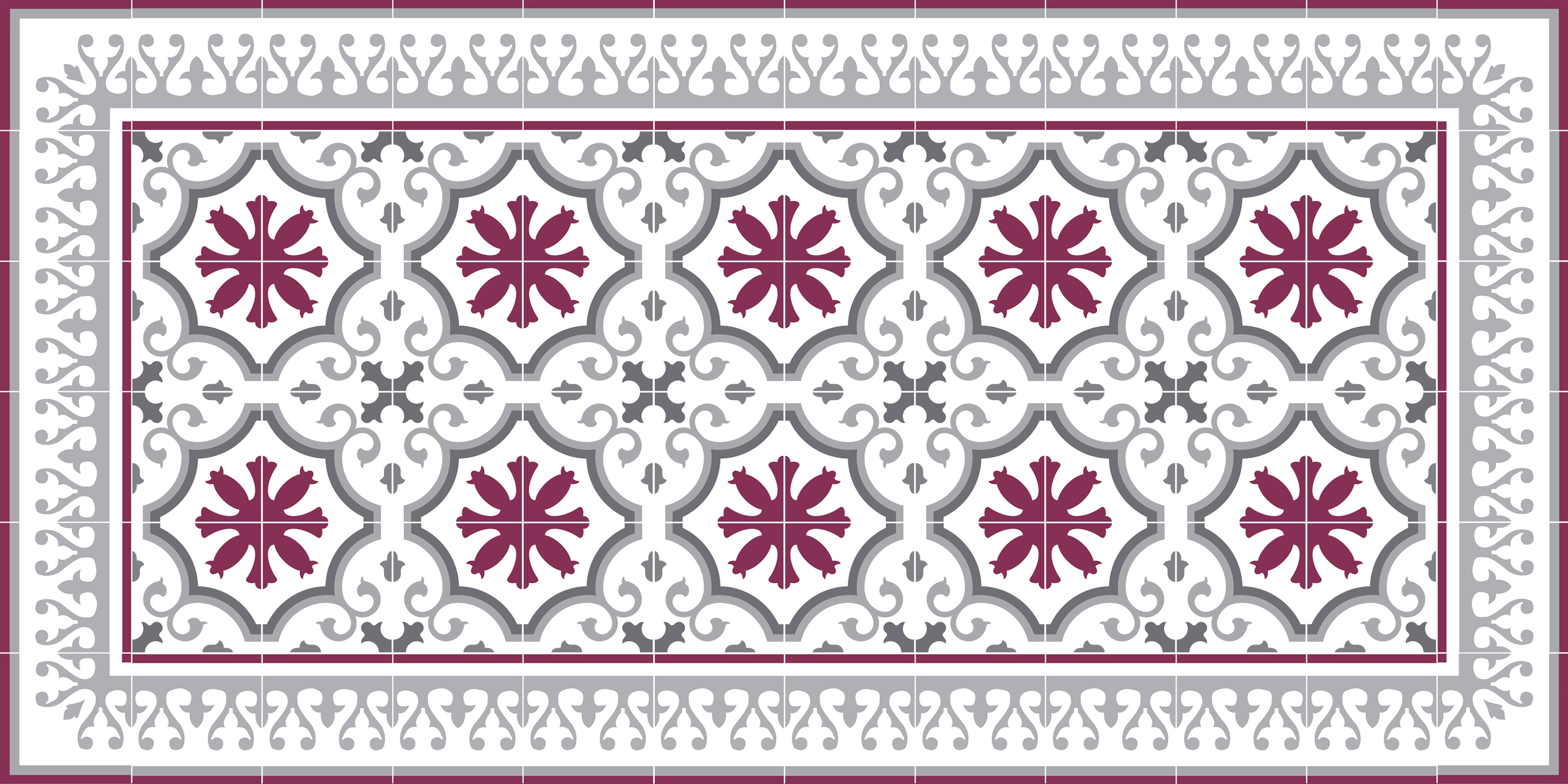 Dywan winylowy CLOÉ 50x100 cm - antypoślizgowy PVC, winylowy do kuchni lub salonu, zmywalny, styl hydrauliczny