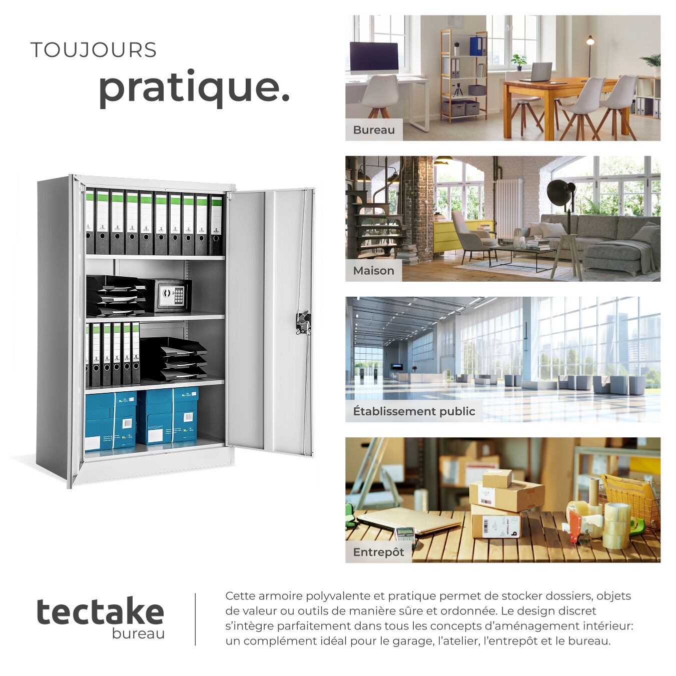 TECTAKE Armário de arquivo De aço revestido a pó - 7