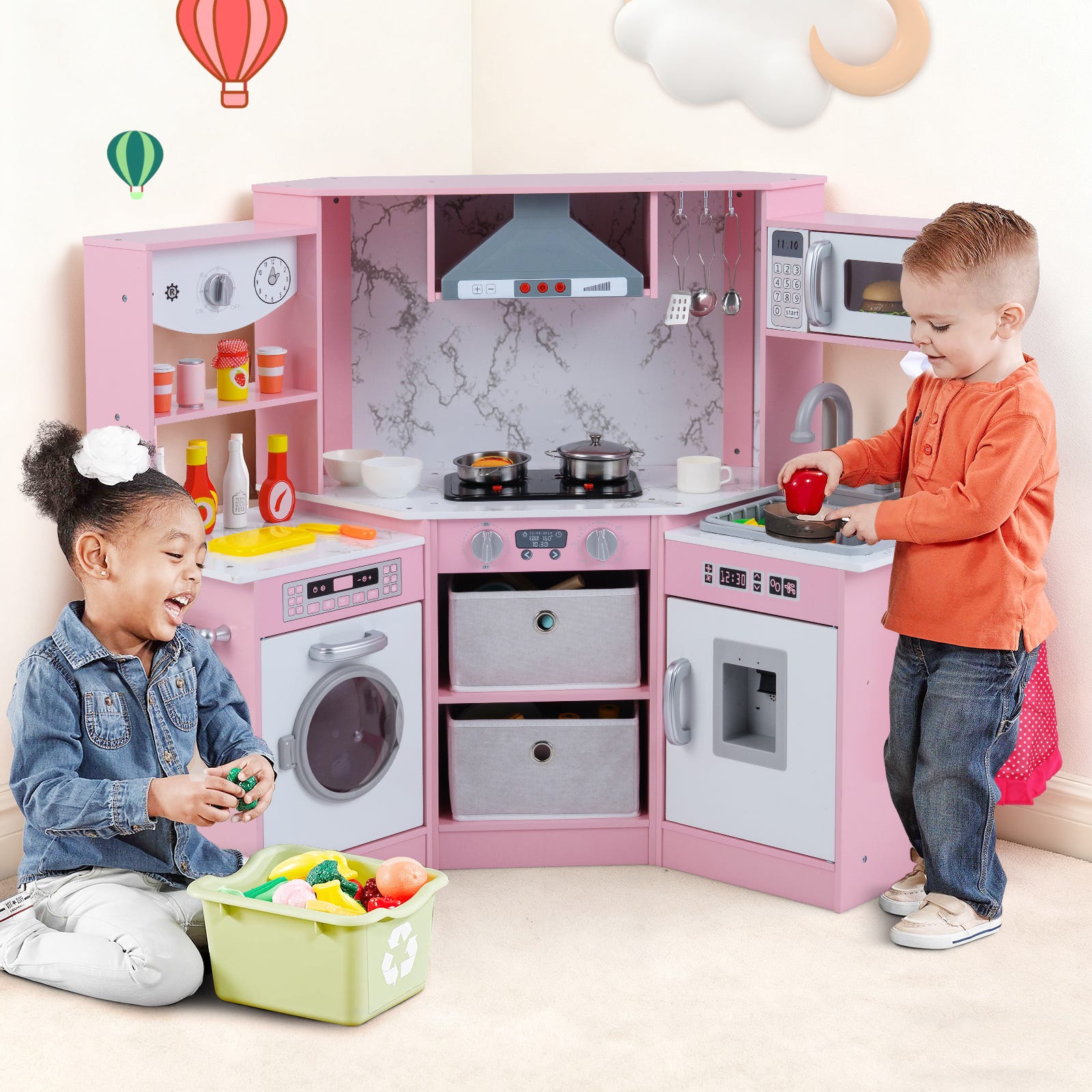 Cuisine Enfant Bois, Mamabrum, Éclairage LED, Cuisine Jouet Interactive XXL avec Micro-Ondes Cuisine Enfant Bois, Mamabrum, Éclairage LED, Cuisine Jouet Interactive XXL avec Micro-Ondes