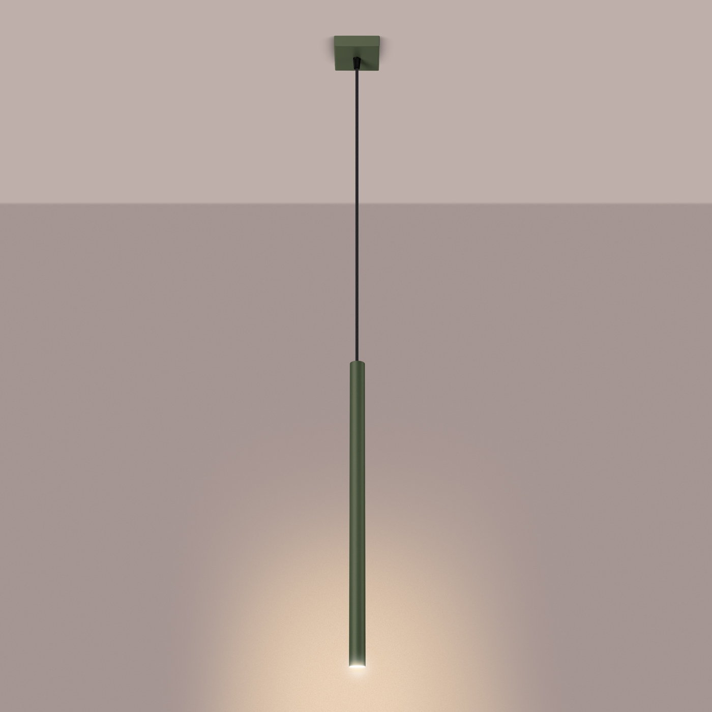 Lampa wisząca BRILL 1 zielona oliwka LED 3000K - 8x8x114cm Sollux