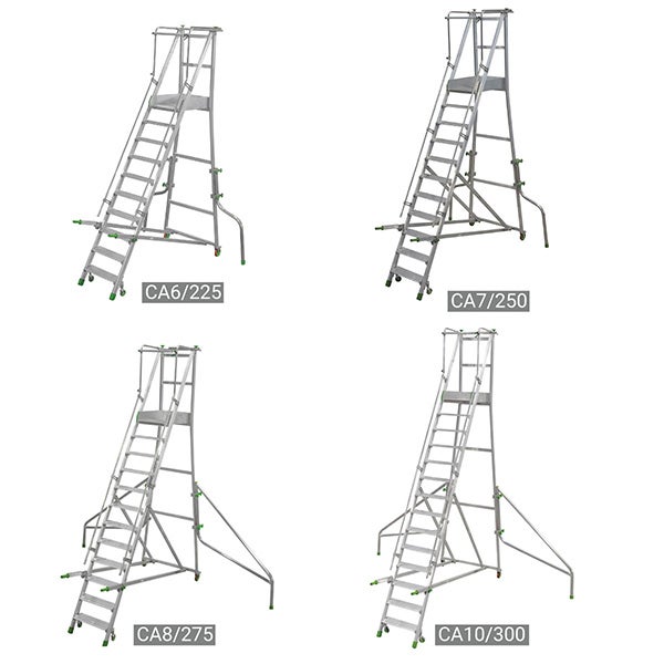 Escabeau roulant 14 marches - Hauteur max. de travail 5.05m - CA10/300 - 3