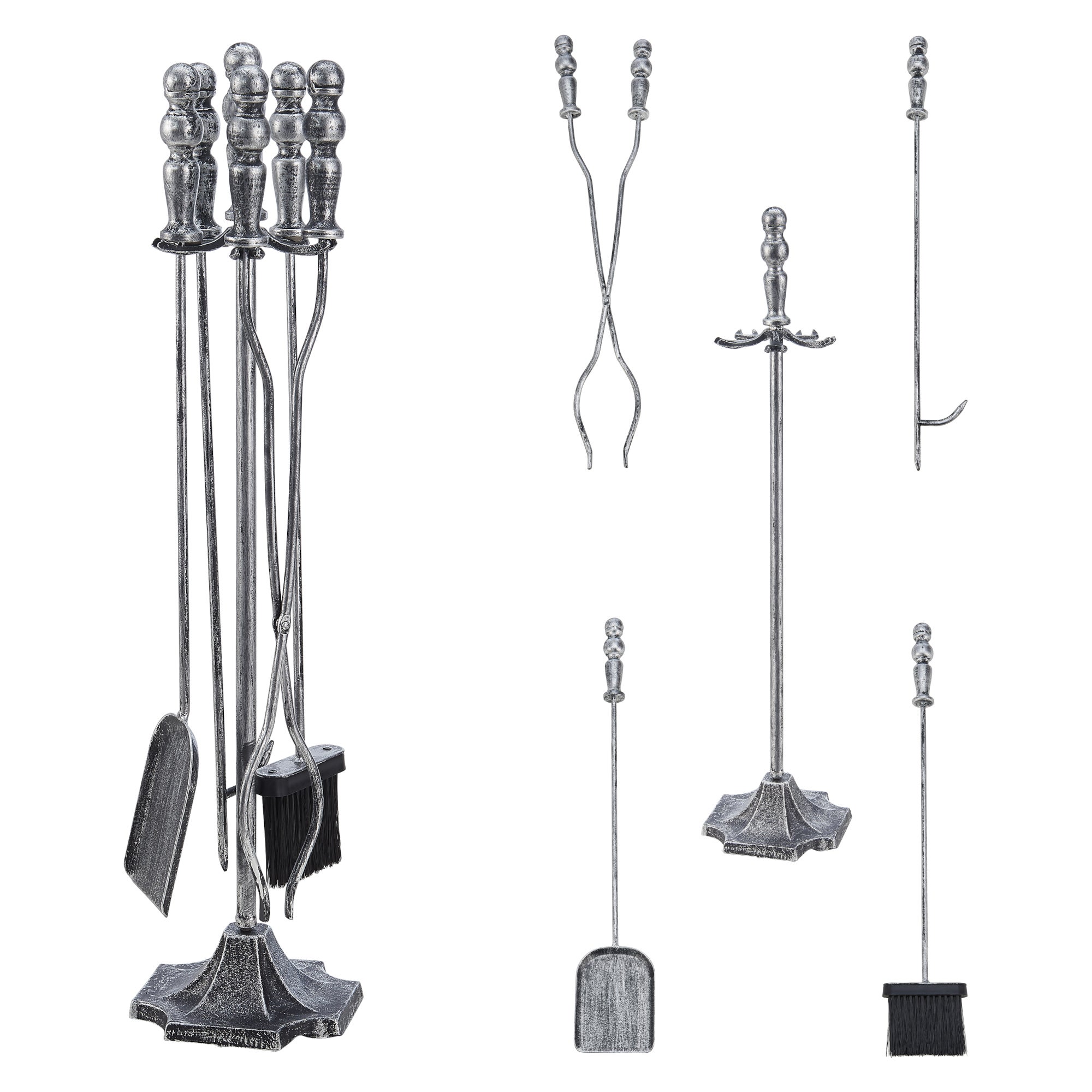 Set Di Scopa E Paletta Per Camino In Legno E Metallo | Kit Attrezzi Per Pulizia Camino, Con Manico In Legno Naturale - 2