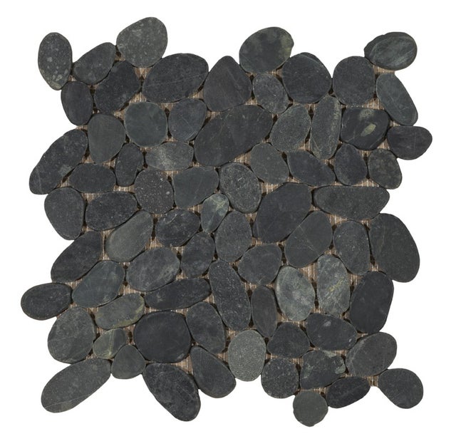 Lot de 11 plaques de galets lisses - noir - 30x30 cm (Paquet 1m²)