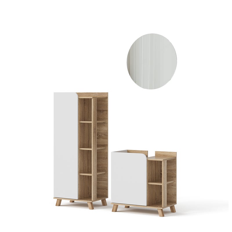 Vicco Zestaw mebli łazienkowych Karen, Sonoma/Biały, 3 części