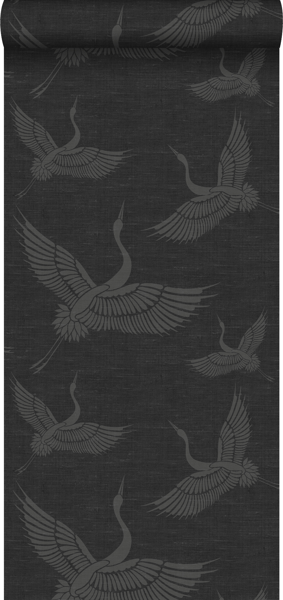 Papel pintado pájaros grulla gris oscuro - 0,53 x 10,05 m - origin wallcoverings
