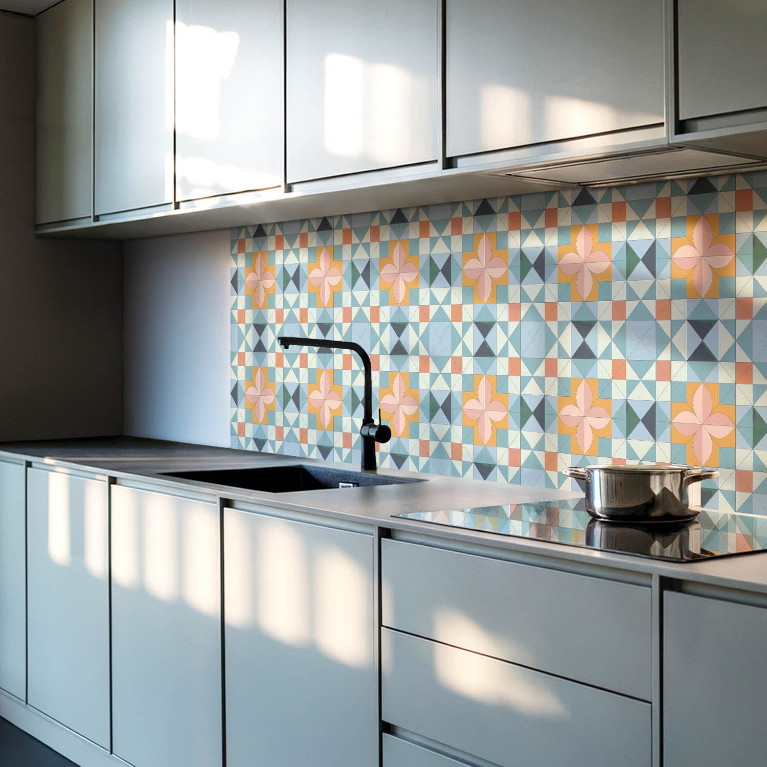 Panneaux muraux décoratifs, panneaux en PVC | 6x60x30 cm |Motif géométrique avec une fleur - 2