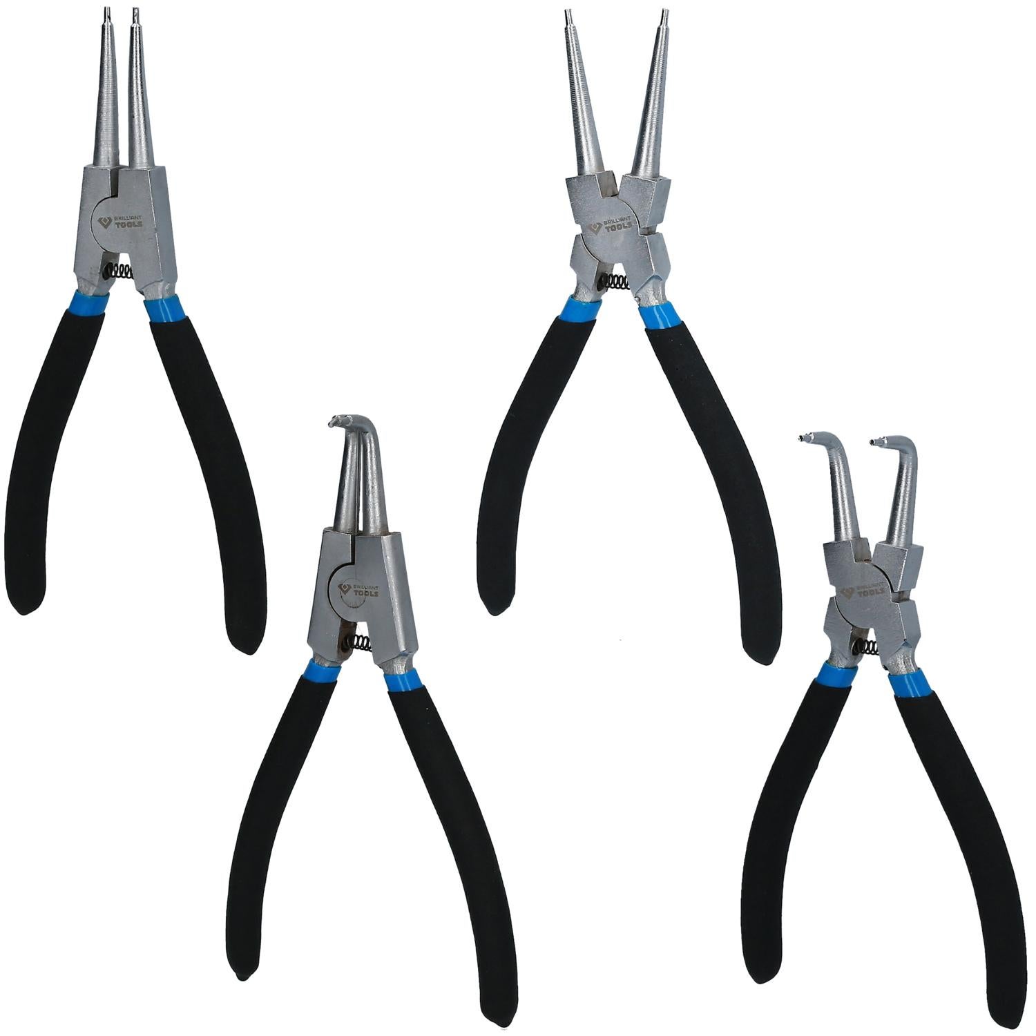 BRILLIANT TOOLS Zestaw szczypiec do pierścieni osadczych 4-częściowy 175 mm - BT067000