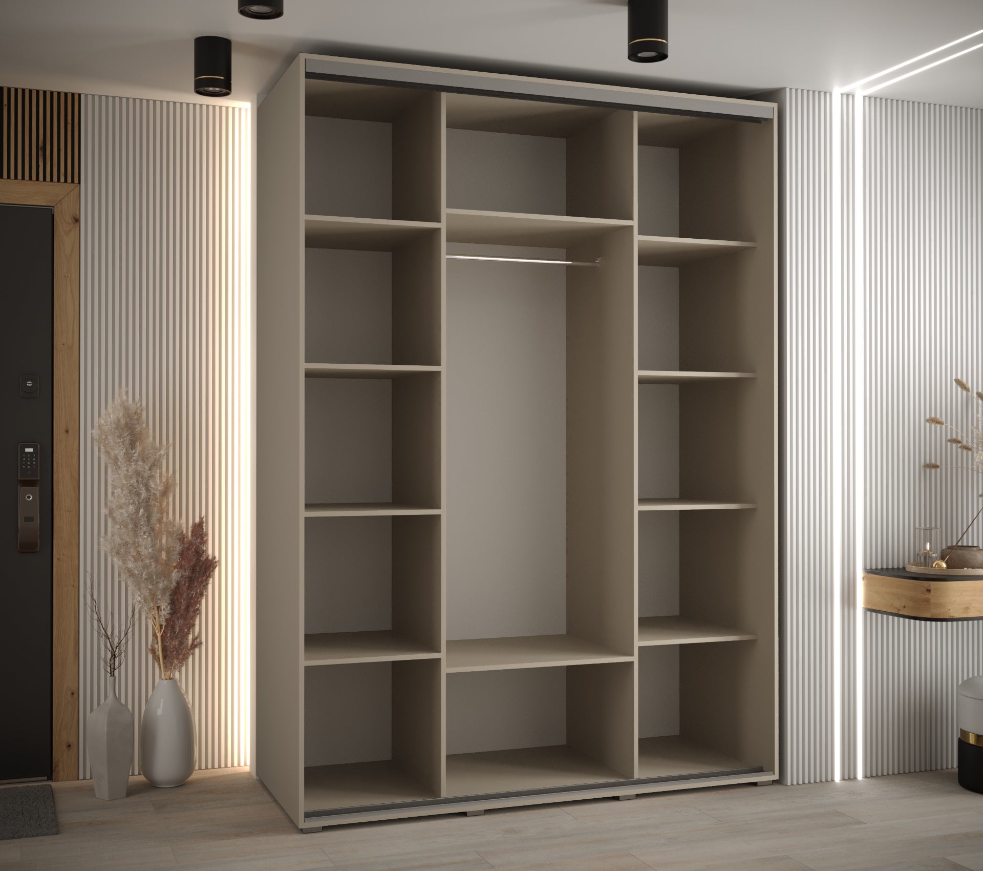 Szafa przesuwna z lustrem wysoka Dakota 5 160 x 60 x 235,2 cm kaszmir + u. czarny - Abiks Meble - 3