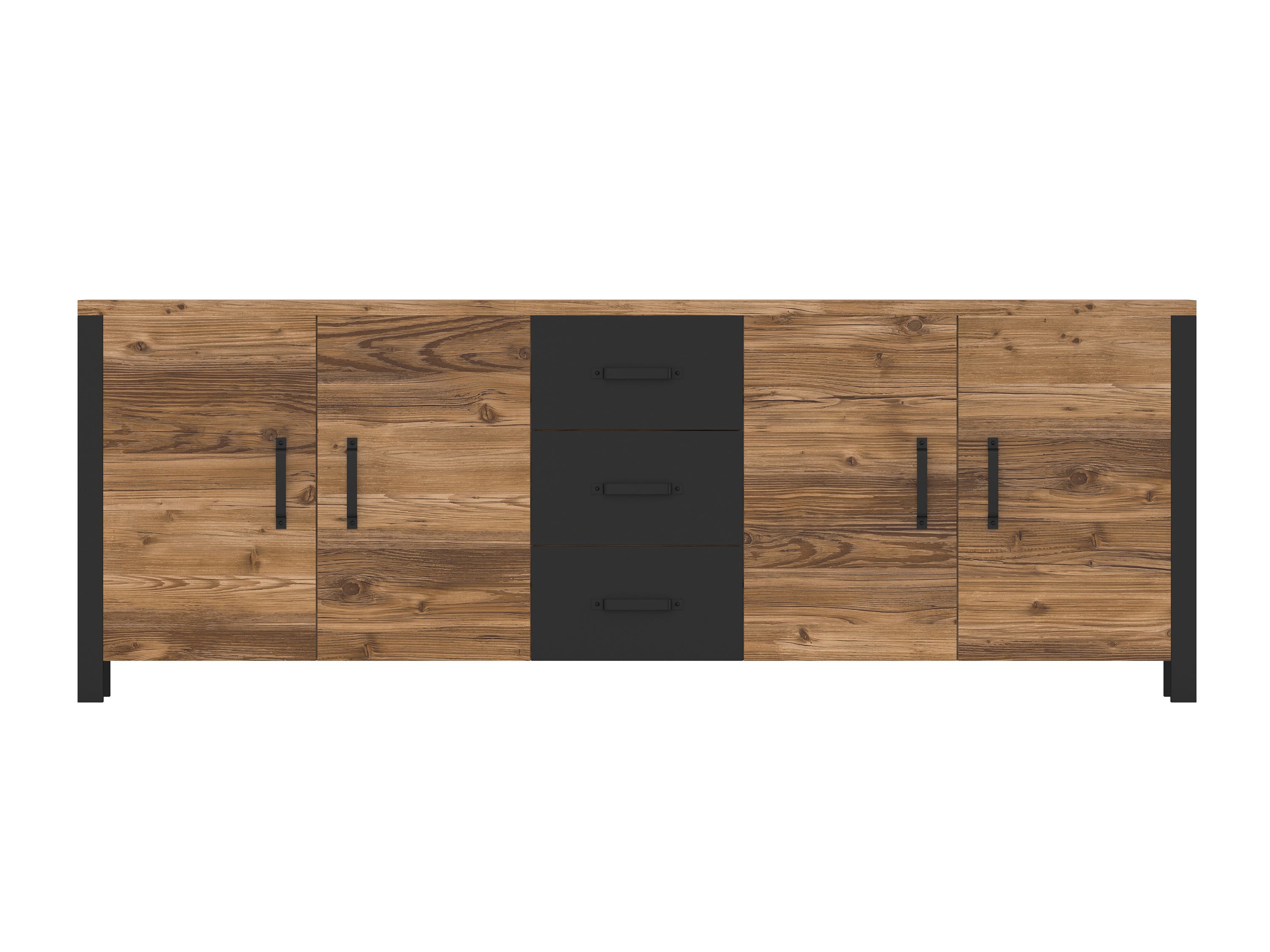 Deviantart Buffet Buffet SOLAN avec 4 portes et 3 tiroirs - Noir / bois - Loungitude ...