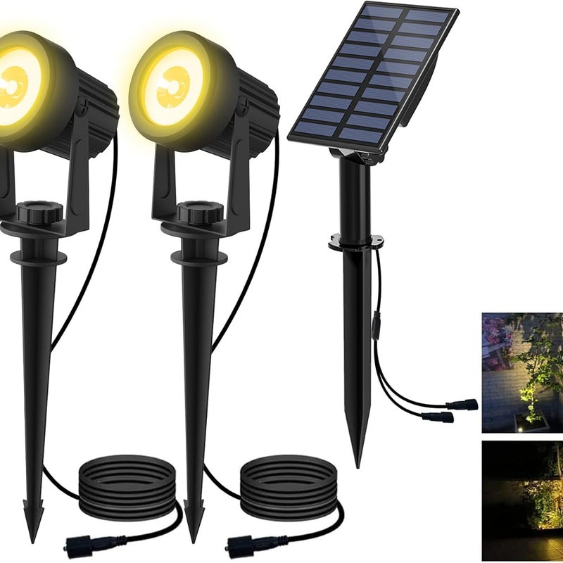 Reflektor solarny ogrodowy, lampa solarna, zewnętrzny reflektor z wodoodpornością IP65, do drzew, ogrodu, ścieżek (ciepła żółć 3000 K)