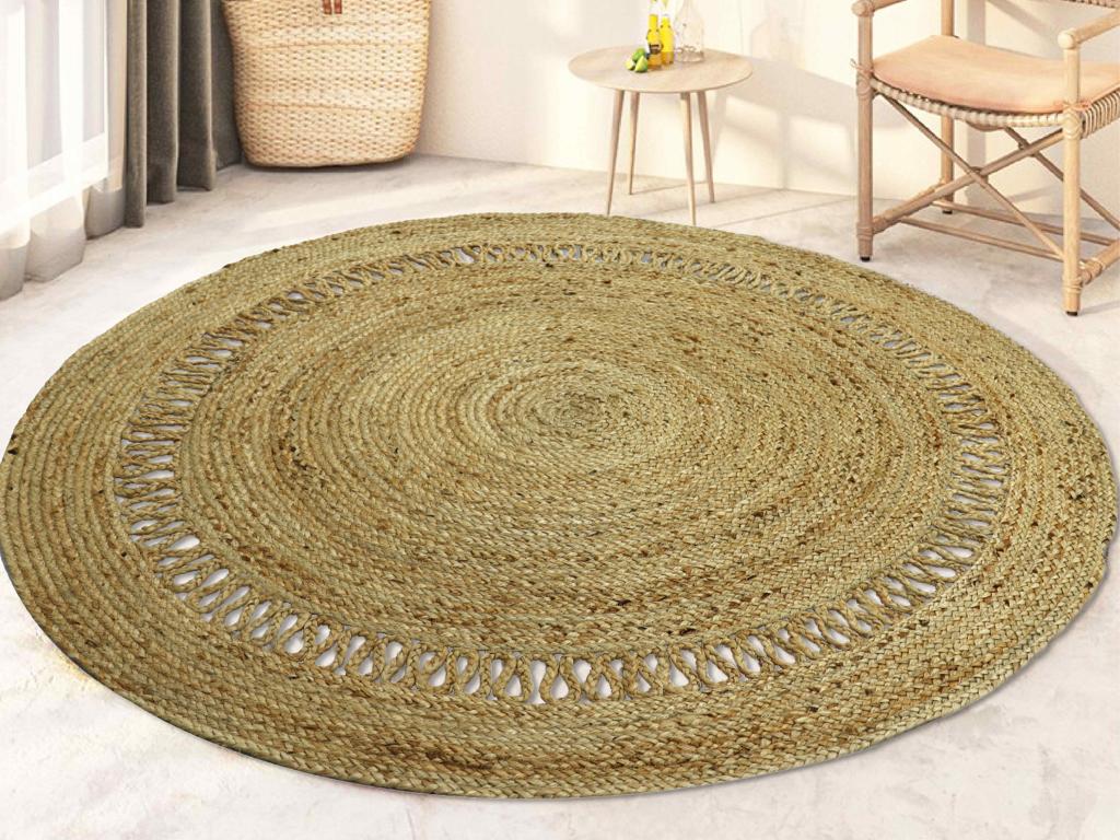 Alfombra redonda calada de yute 100% - d. 200 cm - natural - alya