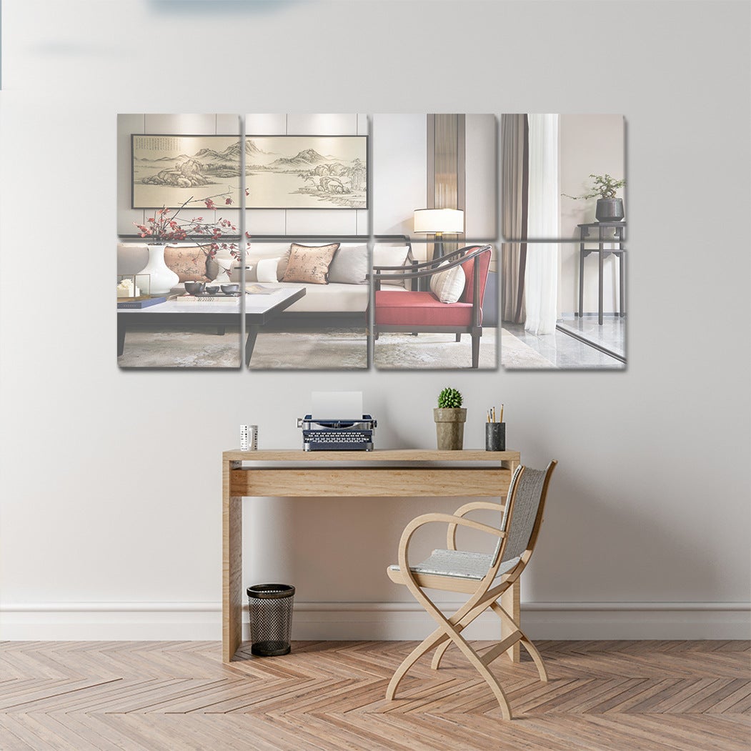 Lekko zniekształcone akrylowe lustrzane naklejki ścienne, wodoodporne lustro, dekoracja DIY, odpowiednie do siłowni, 30 * 30 cm (8 arkuszy)