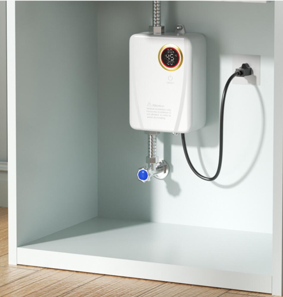 Chauffe-eau instantané 3500 W 220 V sans réservoir avec écran LCD pour éviers en ligne, chauffe-eau sous évier (blanc). - 9