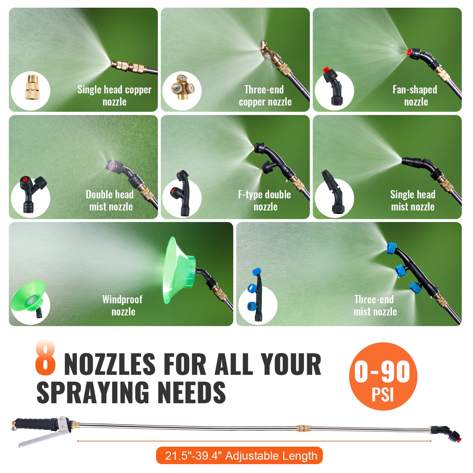 Pulvérisateur Électrique à Dos VEVOR 15 L, Batterie 12V 8Ah, Pression 0–6,2 bar, 8 Buses & 2 Lances, Réservoir à Large Ouverture pour Jardin Nettoyage - 4