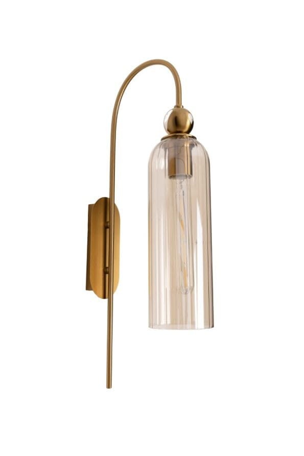 Kinkiet ścienny Campanila mosiądz-szkło bursztynowe 1xE27x40W wym: 56 x 10 x 22 cm metal IP20 Maxlight