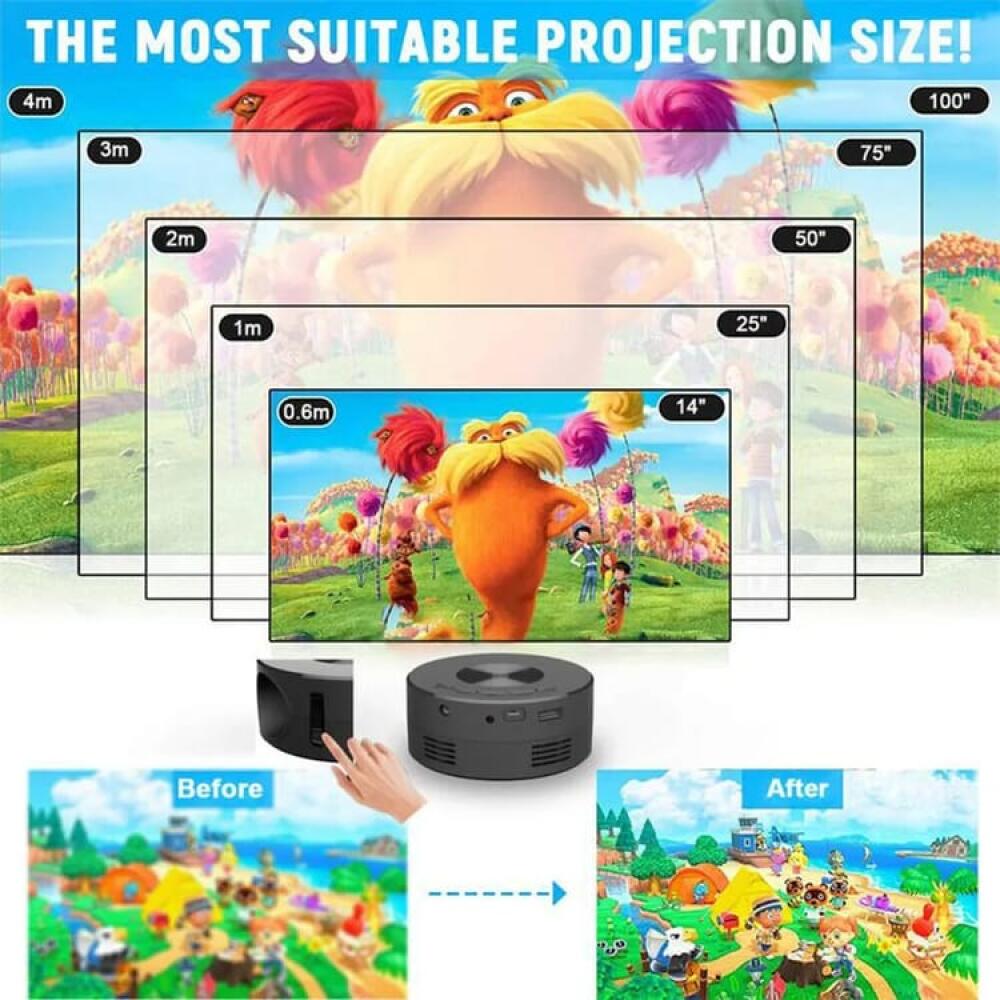 Mini projecteur pour téléphone cellulaire, ultra-petite maison portable, 1080p Hd projecteur a mené le film médiatique pour adapté à la maison - 2