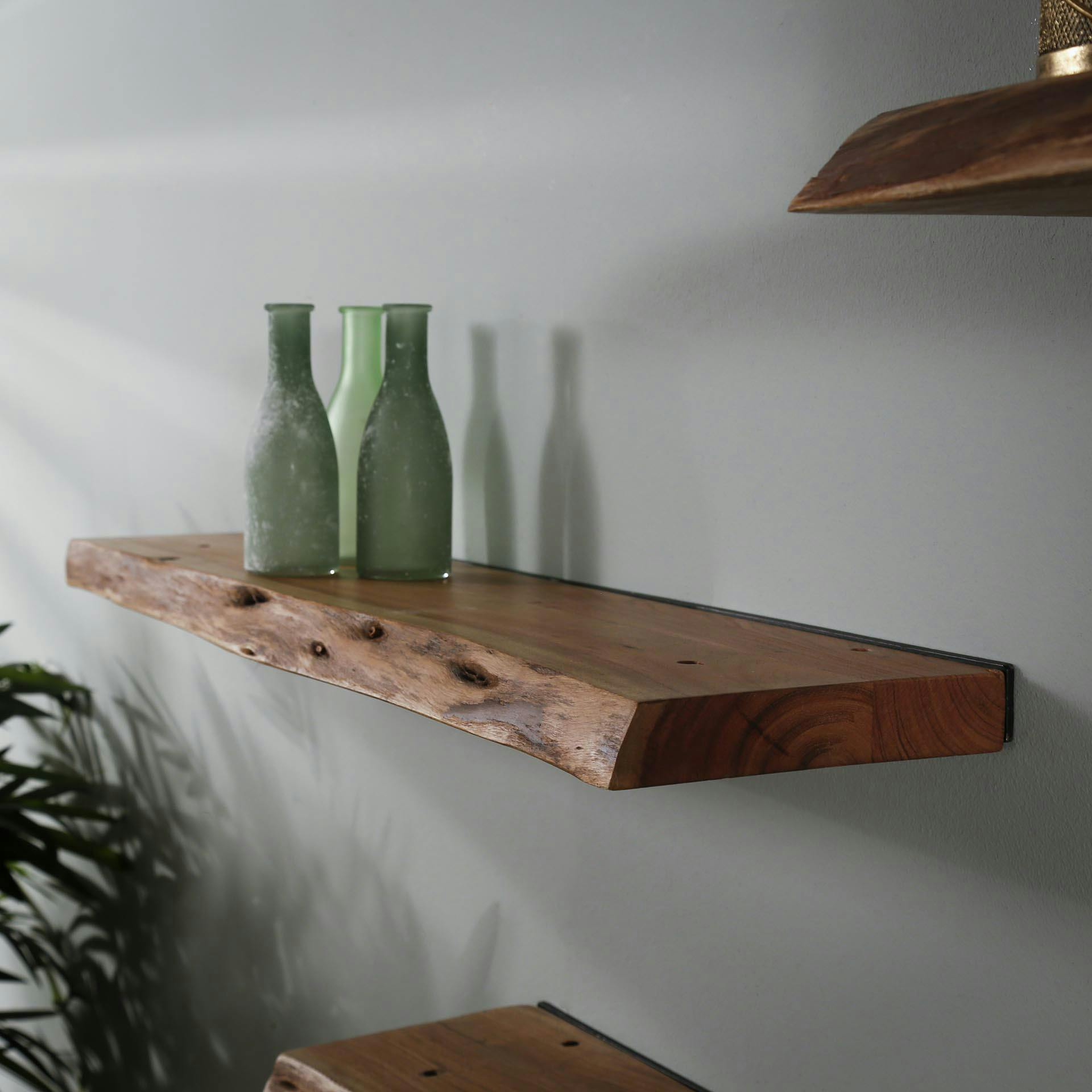 Etagère murale bois massif bordure naturelle 90 cm MELBOURNE | Leroy Merlin