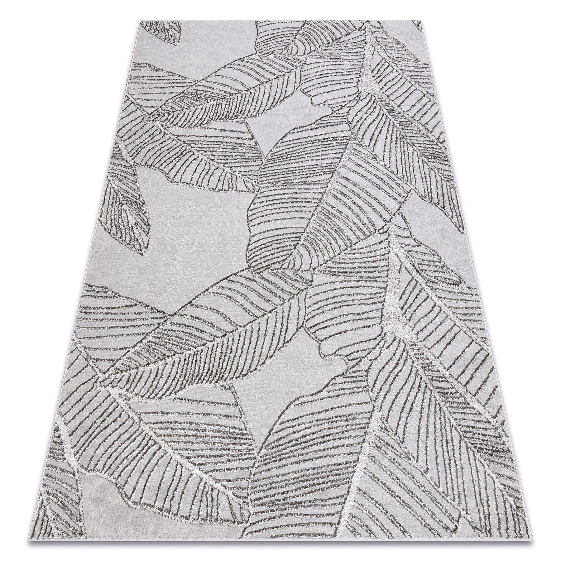Alfombra lira e1482 hojas, estructural, moderna, glamour - gris 160x220 cm