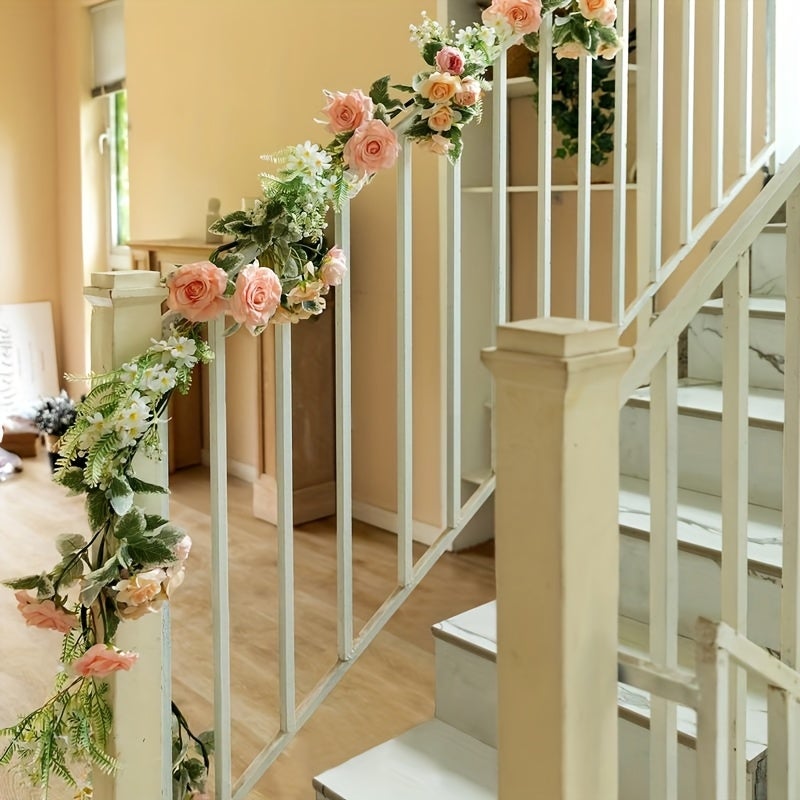 Décoration de fête, motif floral classique, guirlande classique, motif botanique, 170 cm, rose - 3