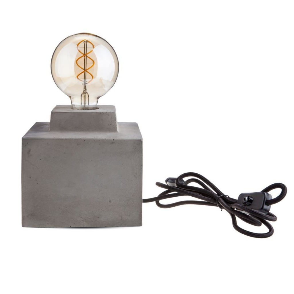 Kwadratowa lampa stołowa LED z uchwytem na żarówkę E27 (maks. 60 W) z podstawą betonową