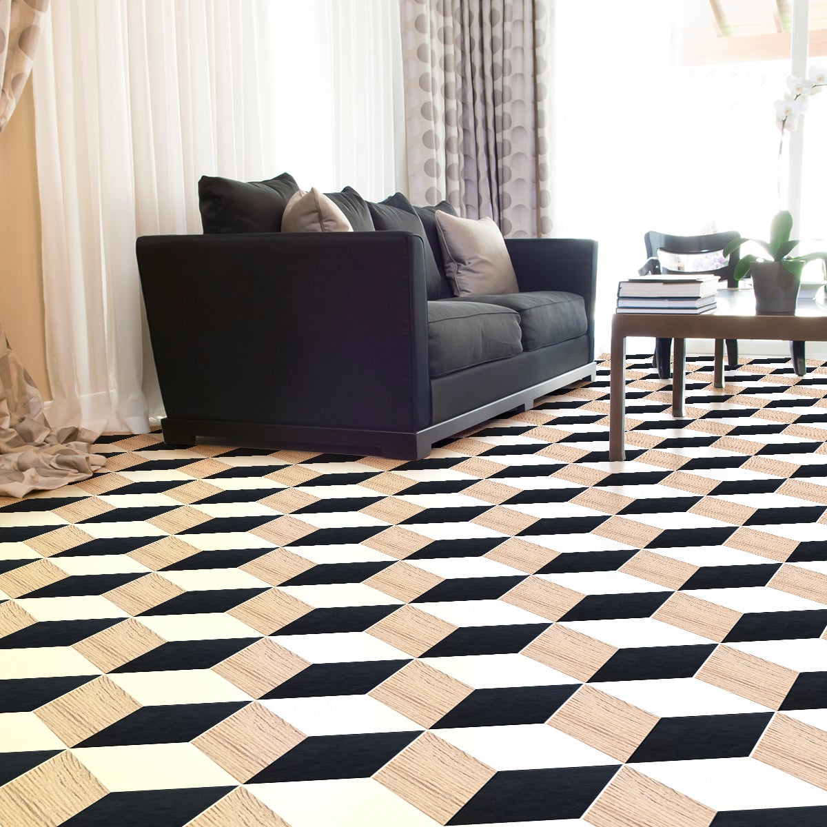 Vinilo baldosas suelo hexagons madera clara antideslizante - adhesivo pared - sticker revestimiento - 1 adhesivo 60x135cm-10stickershexagones30x26cm