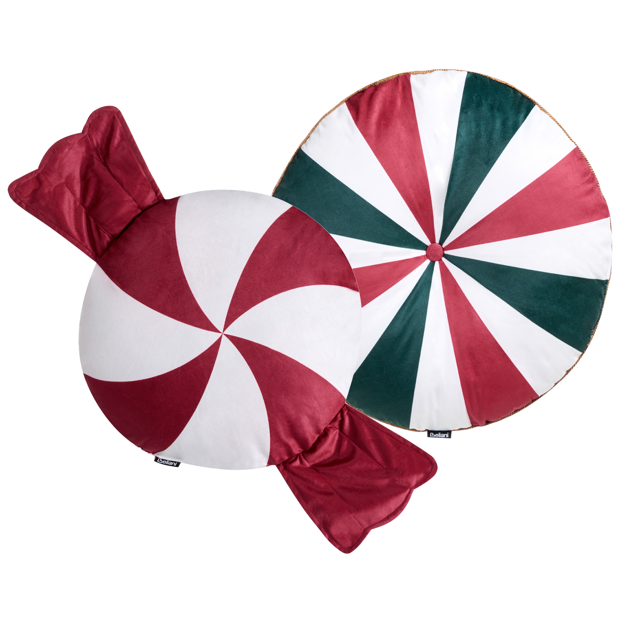 Set de 2 perne decorative TWIRL TREATS Catifea 55 x 55 cm 40 x 40 cm Multicolor Model festiv 2buc