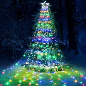 Guirlande Lumineuse Sapin De Noël 400 LED – 16 Branches 2,5m – 8 Modes – IP44 étanche – Blanc Chaud – Intérieur/extérieur