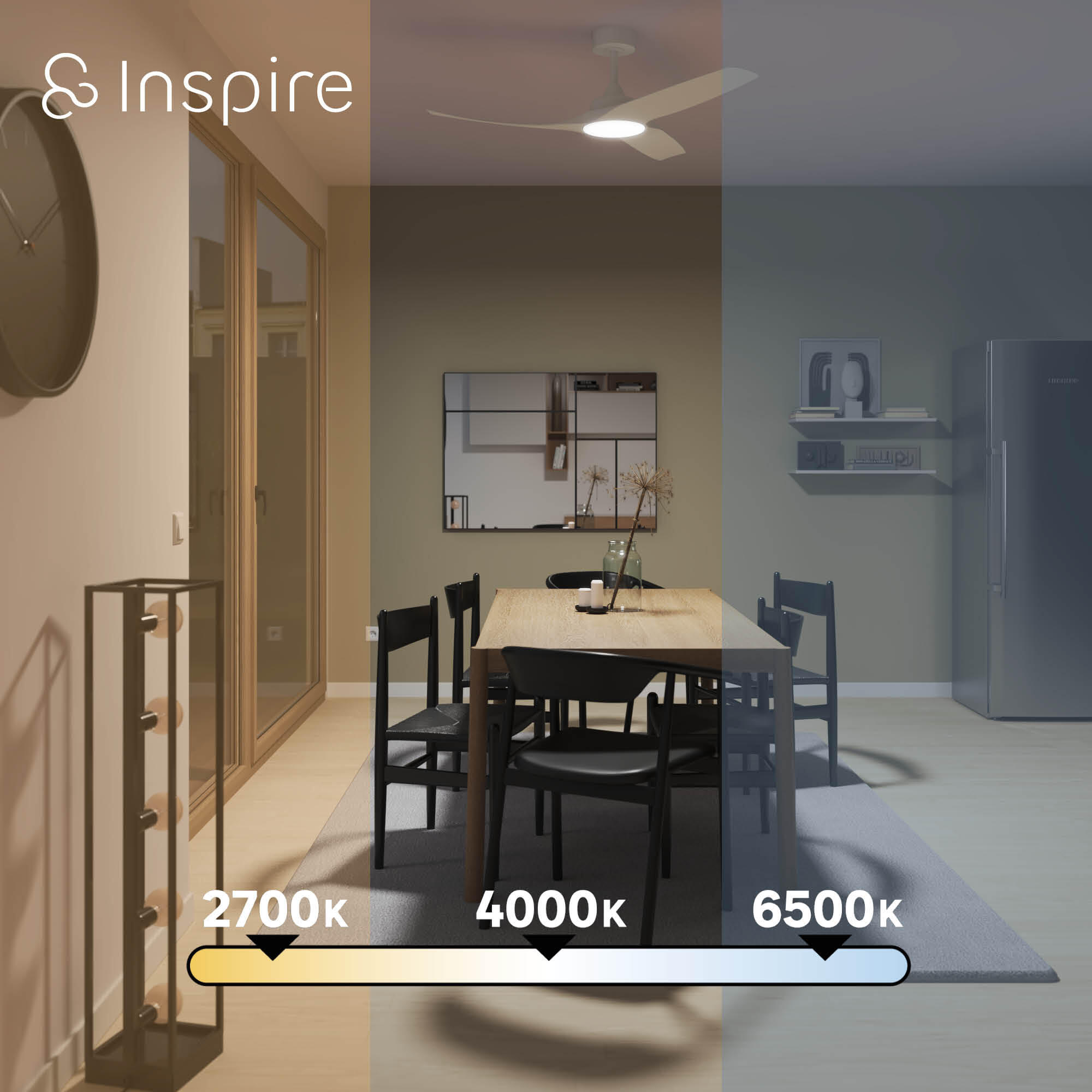 Ventoinha led TOKYO 132cm 2500LM regulável metal branco Inspire - 4