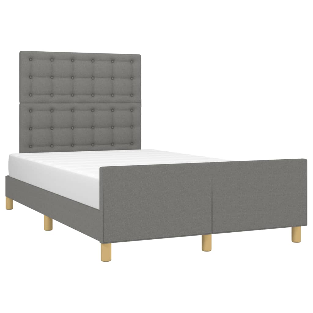 Cadre de lit sans matelas, tissu, gris foncé, pour la chambre, 120 × 200 cm - 3