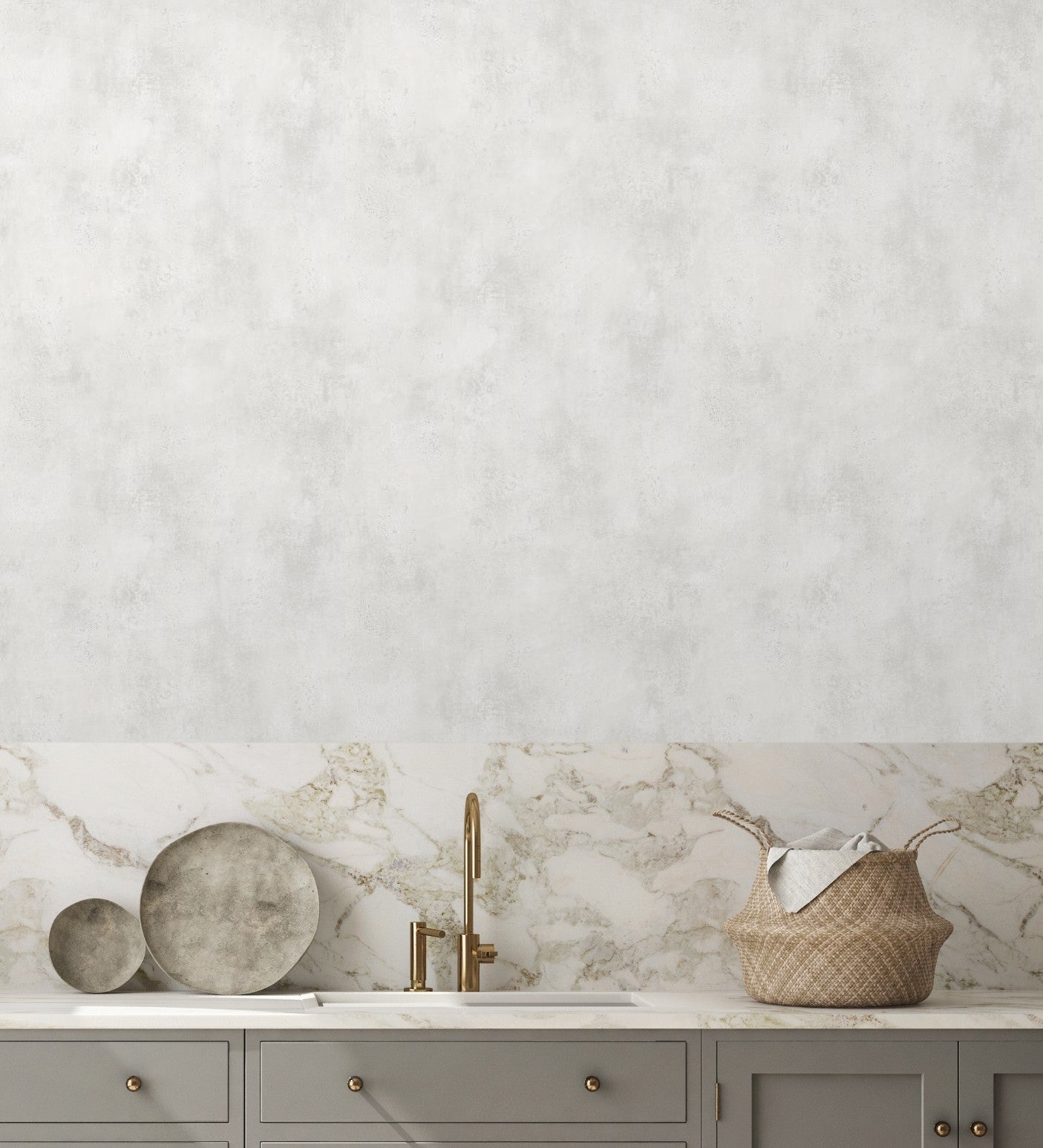 Papel de parede vinílico efeito de betão estucado em cor cinza quente claro com textura em - Hannover 128804 da GAULAN - Rolo de 10 m x 0,53 m - 9