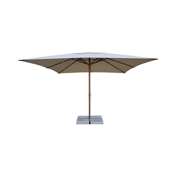 Tempo Style - Parasol Brera z daszkiem w kolorze kości słoniowej i modrzewiowym masztem o wymiarach 4 x 4 m