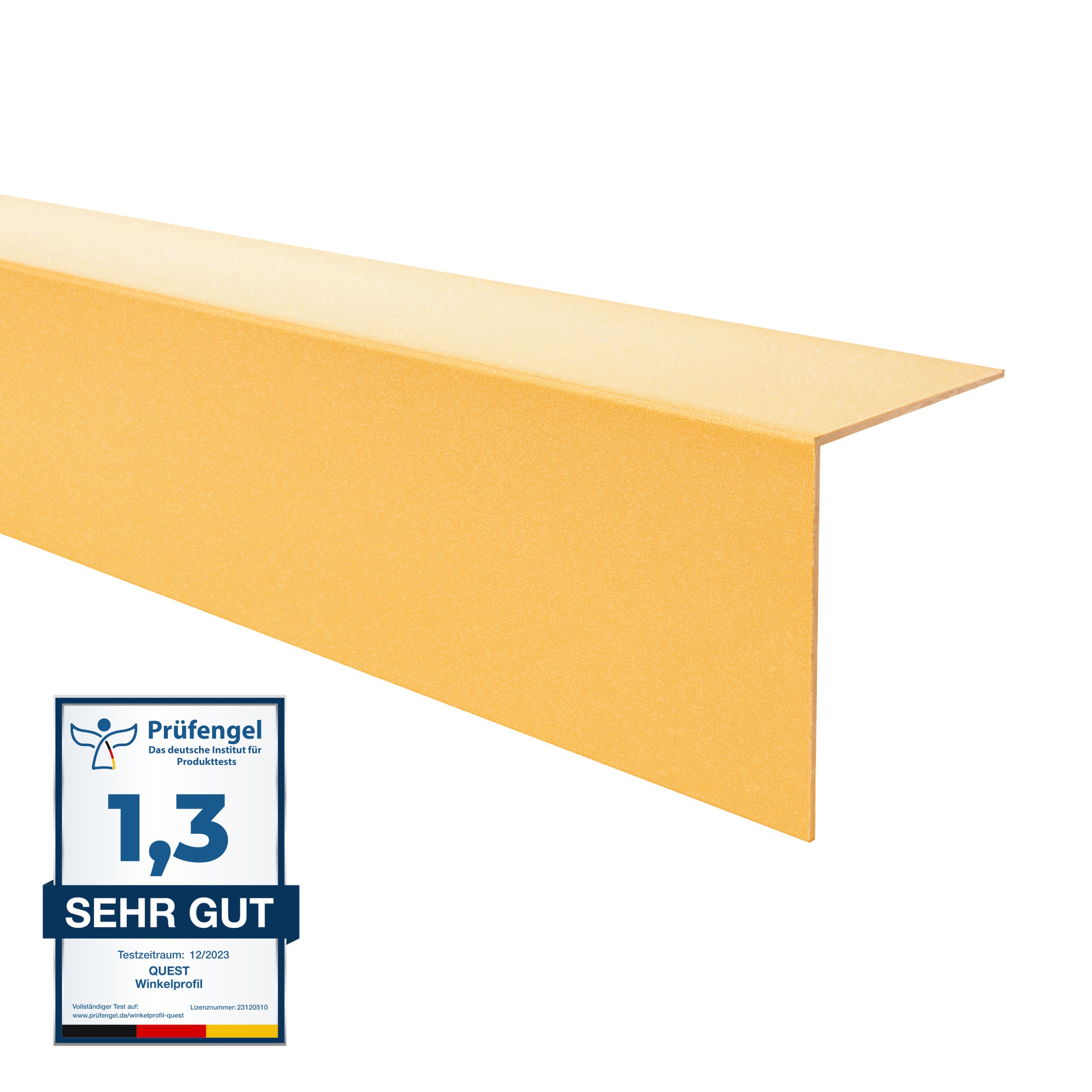 QUEST Cornière PVC Rigide Autoadhésive 50x50mm 150cm Doré - Protection Angle Mur Et Rebord