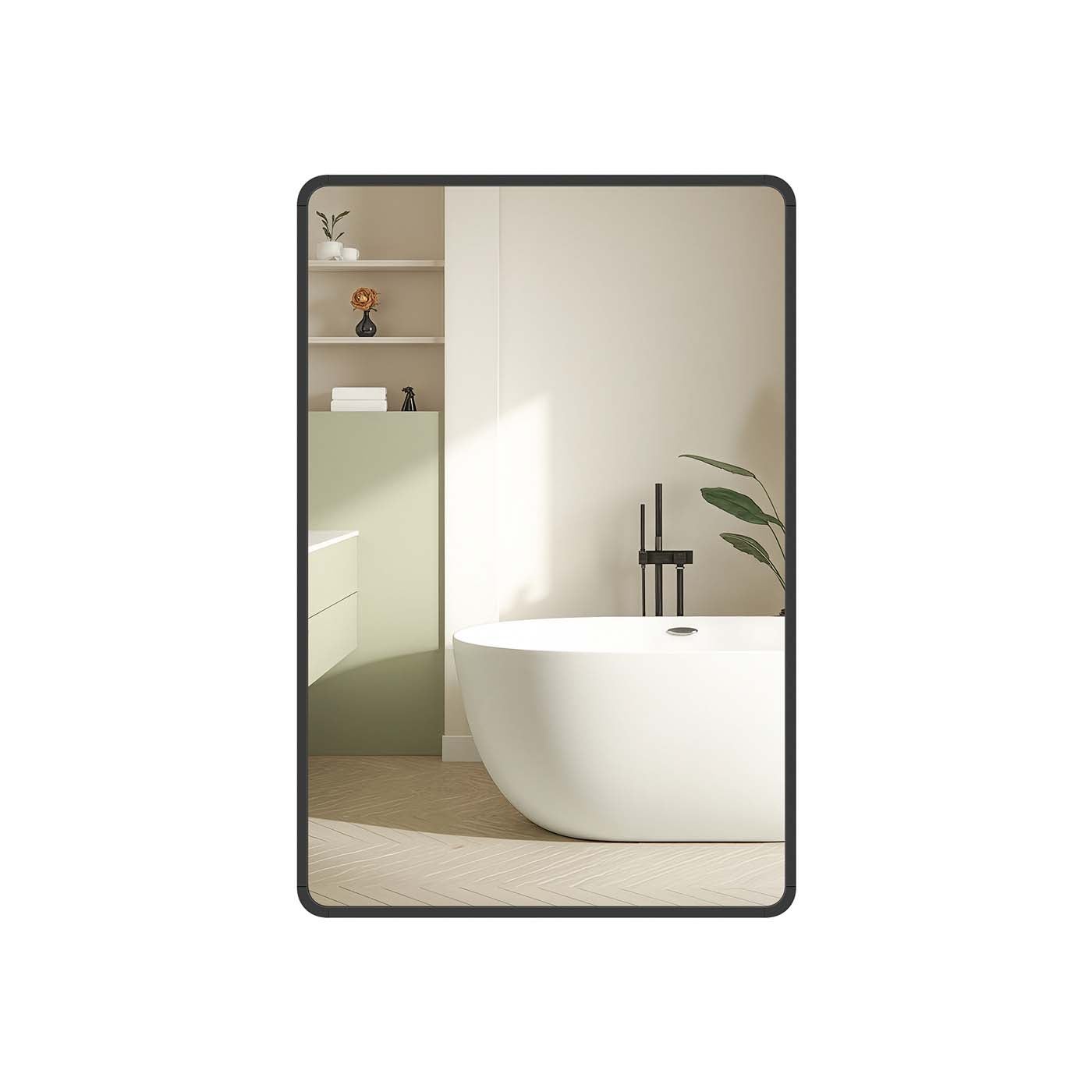 Genérico Negro Espejo De Pared Rectangular 91 X 61 Cm Con Marco De Aluminio - Imagen 3