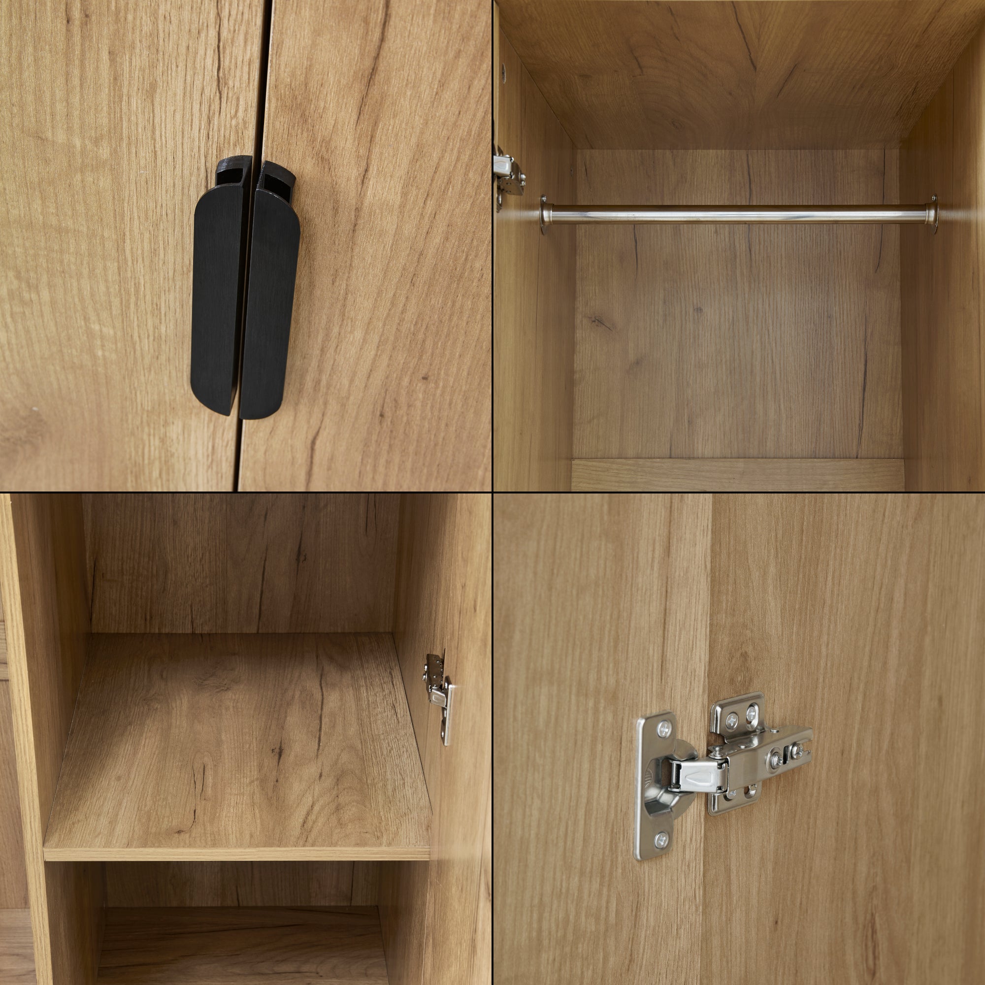 Armoire de chambre Eiselfing 1 penderie et 4 étagères MDF 176 x 80 x 52 cm effet chêne [en.casa] - 7