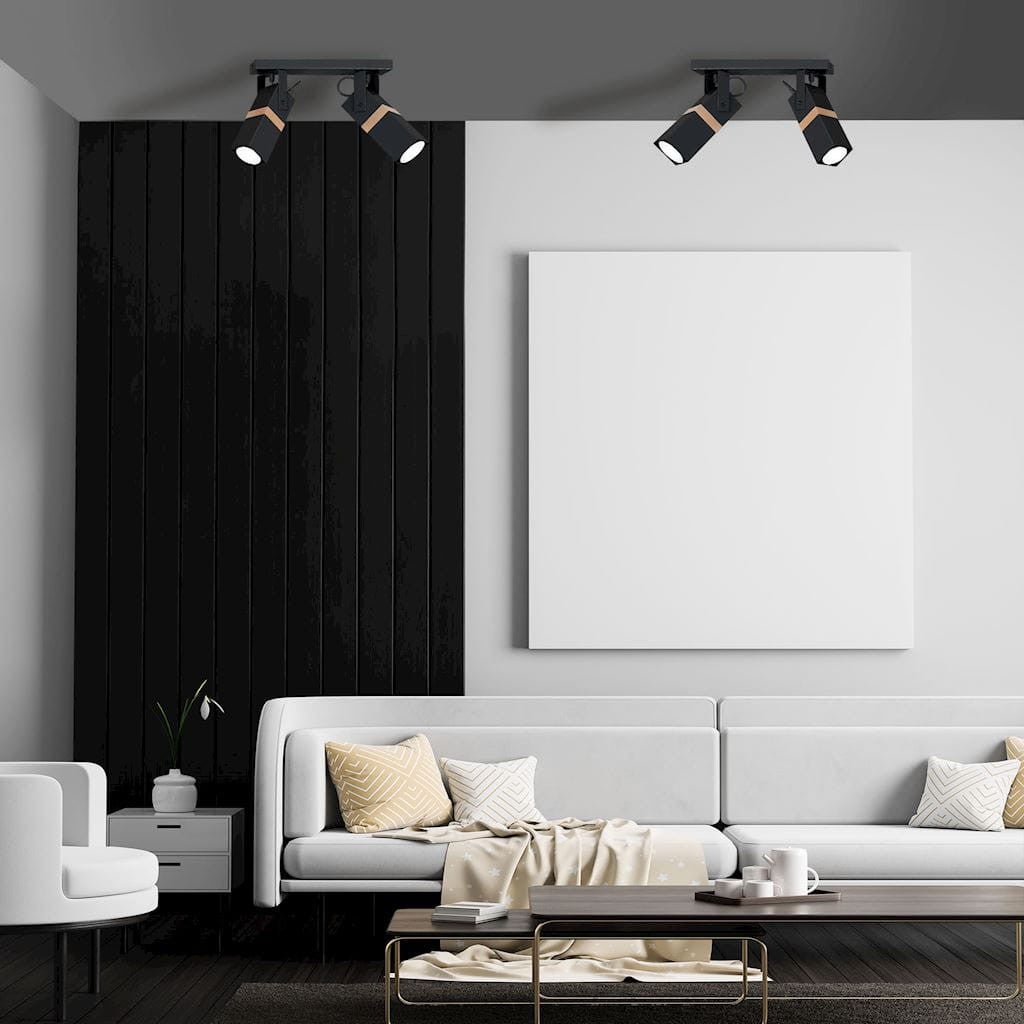 Reflektor sufitowy spot natynkowy Vidar listwa czarny-jasne drewno 2xGU10x35W wym: 40 x 8 cm metal Milagro - 2